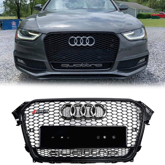 2012-2016 Audi A4/S4 B8.5 With Quattro RS4 Style Front Bumper Grill Replacement Black Grille