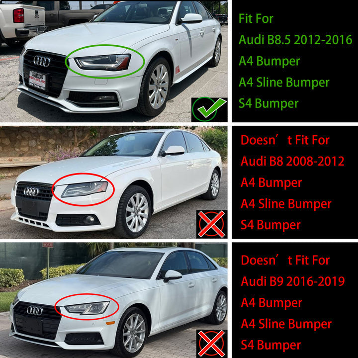 2012-2016 Audi A4/S4 B8.5 With Quattro RS4 Style Front Bumper Grill Replacement Black Grille