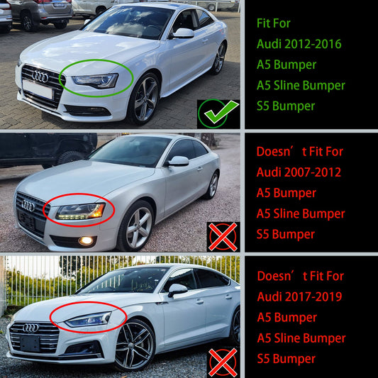 2012-2016 Audi A5 / S5 B8.5 S5 Style Front Bumper Grille Black Replacement Grille