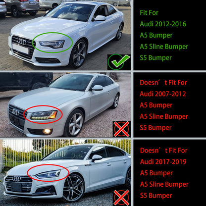 Audi 2012-2016 A5/A5 Sline/S5 B8.5 RS Quattro Style Front Grill Air Intake Radiator Bumper Grille With Ring Emblem