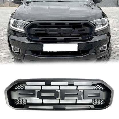 2019-2023 Raptor Style Grill Ford Ranger Matte Black Front Bumper Replacement Grille + Letter