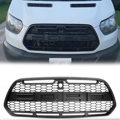 2015-2019 Ford Transit Mk8 Matt Black Front Bumper Grill Replacement Black Raptor Style Grille