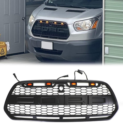 2015-2019 Ford Transit Mk8 Matt Black Front Bumper Grill Replacement Black Raptor Style Grille