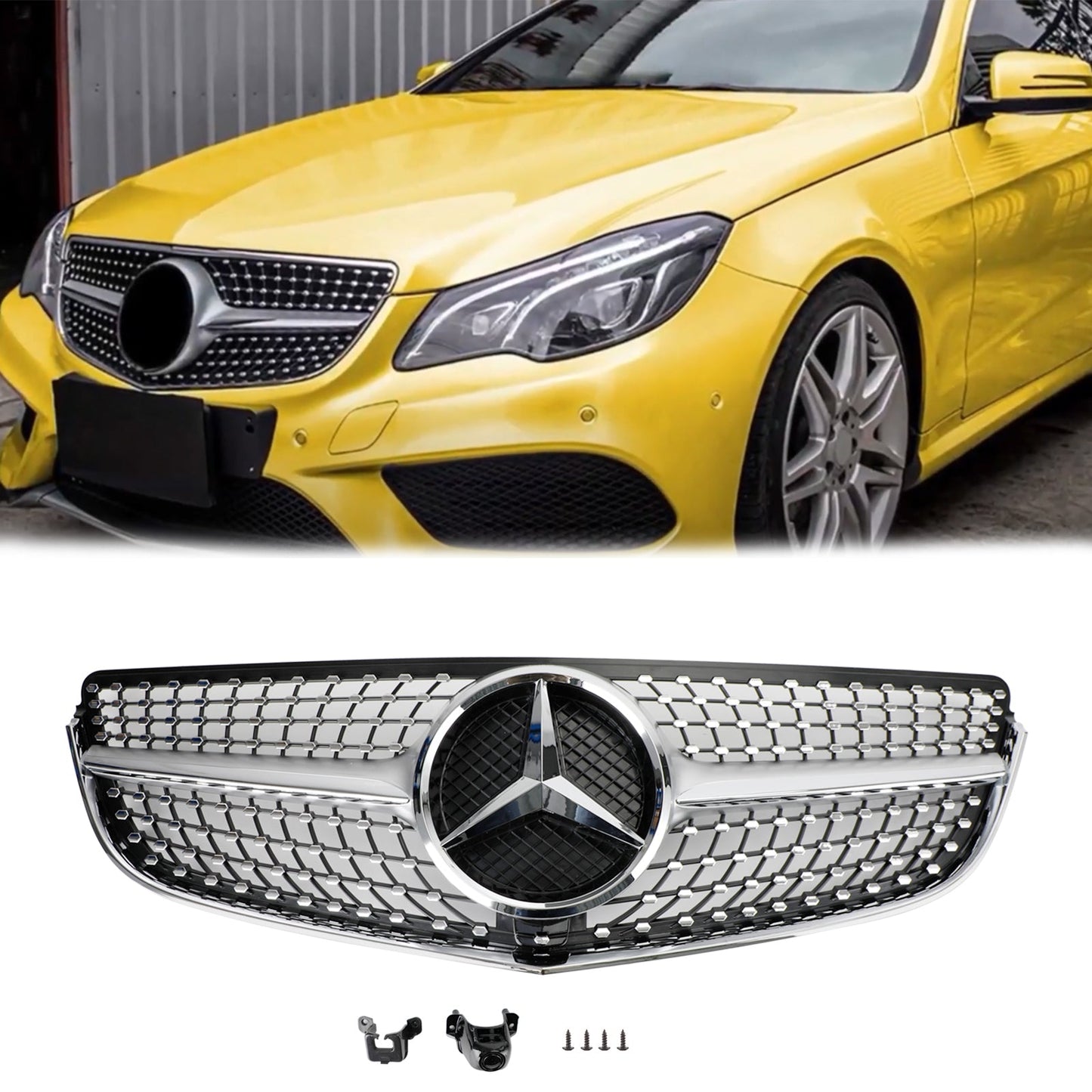 2014 2015 2016 2017 Mercedes Benz E-Class W207/C207 Coupe Diamond / OEM Style Grill Front Bumper Replacement Grille