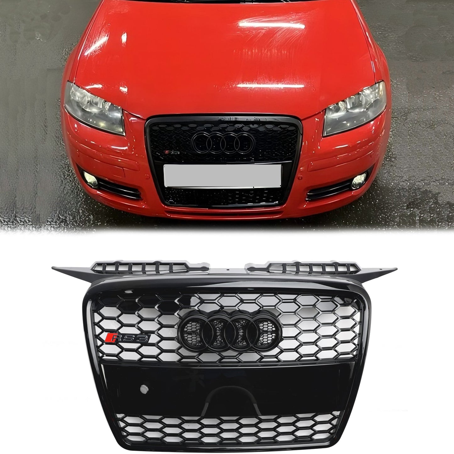 2004-2008 Audi A3 8P Pre-Facelift RS3 Style Front Bumper Grill Black Honeycomb Grille