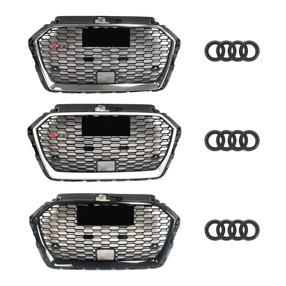 2017-2019 Audi A3 8VPA To RS3 Style High Quality Honeycomb Chrome Grille With ACC