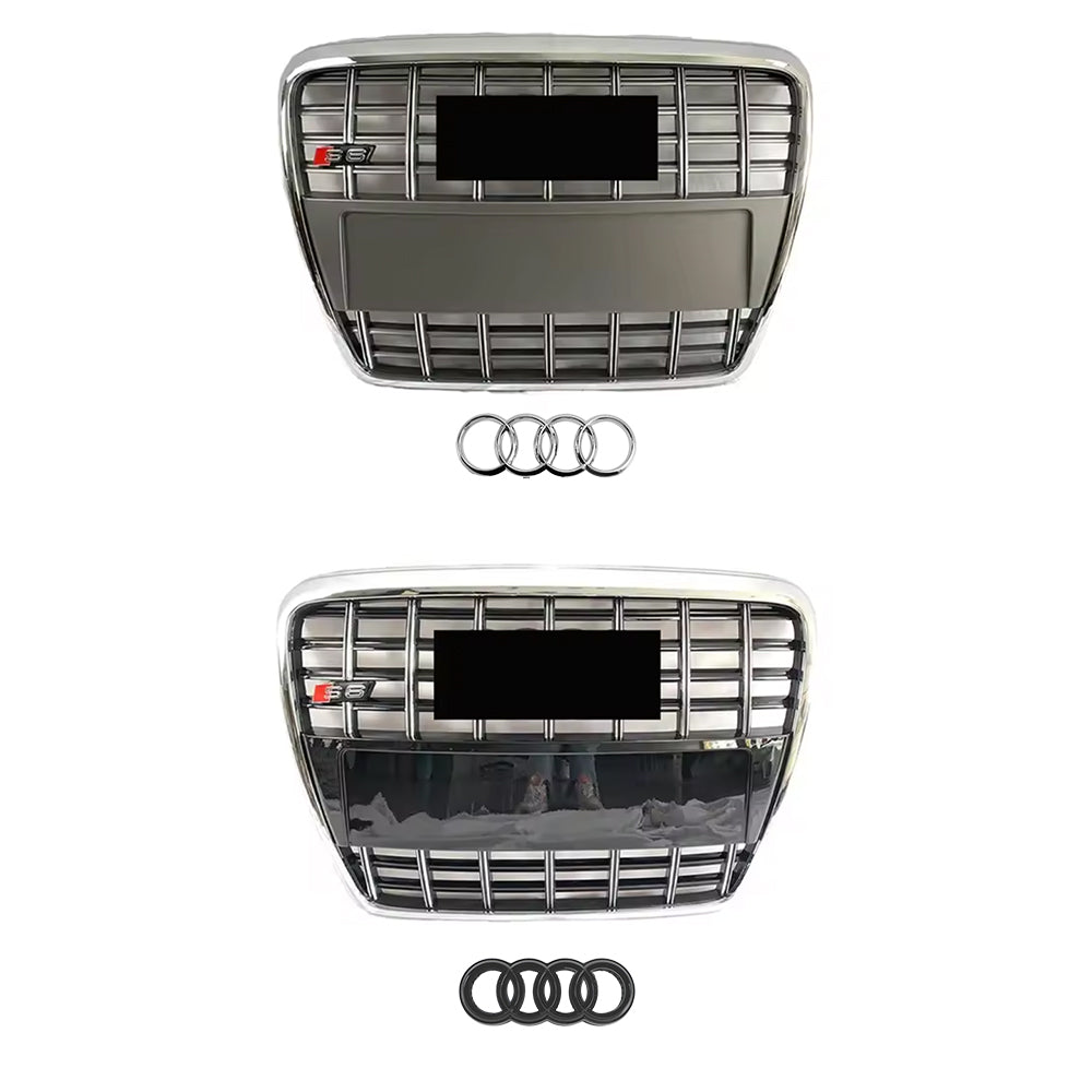 2005-2011 Audi A6 S6 C6 To S6 Style Front Bumper Grille Grey And Chrome Trim Grill High Quality Upper Grille