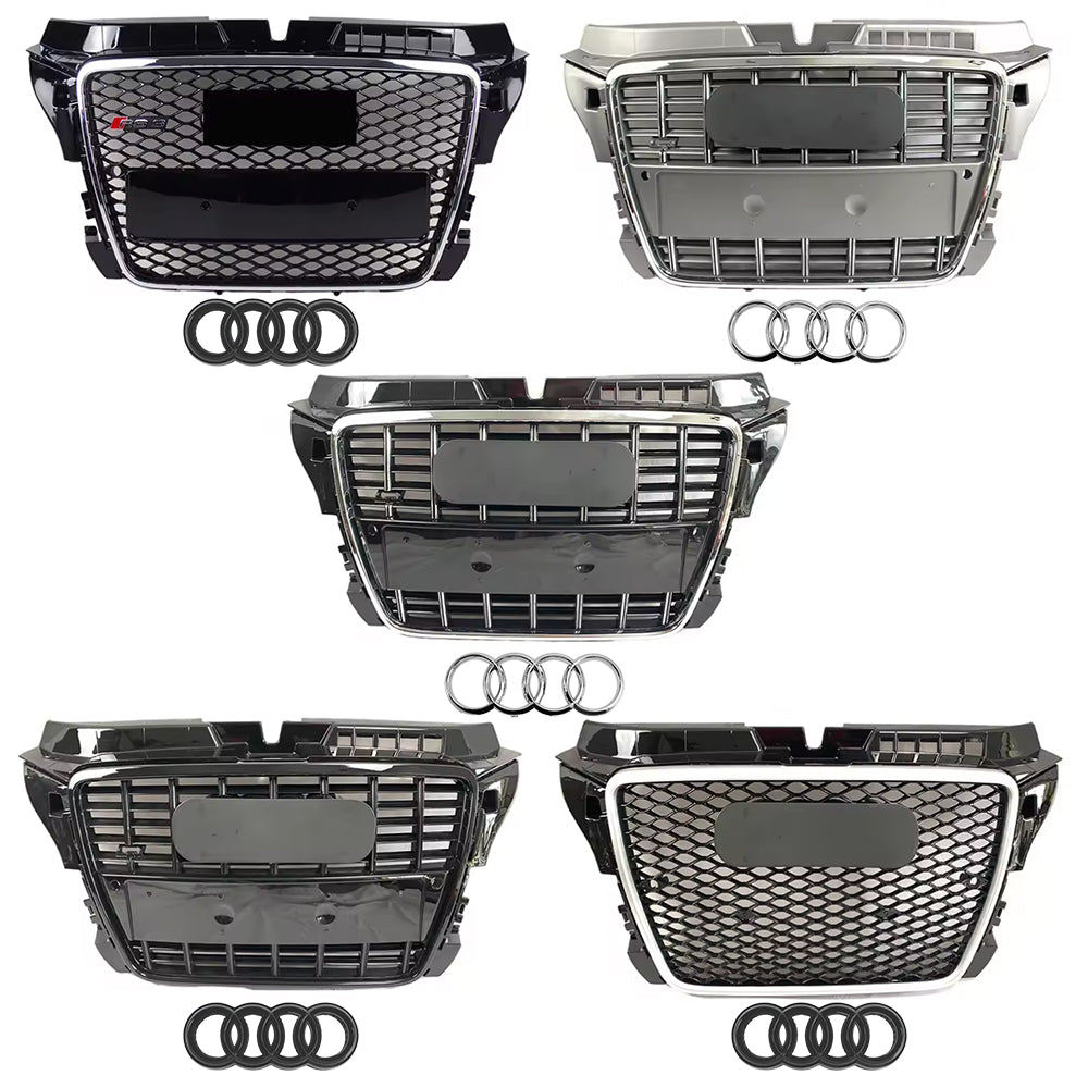 2008-2012 Audi A3/8P To S3/RS3 Style High Quality ABS Grille Chrome Trim Grill Silver And Black Front Bumper Grille