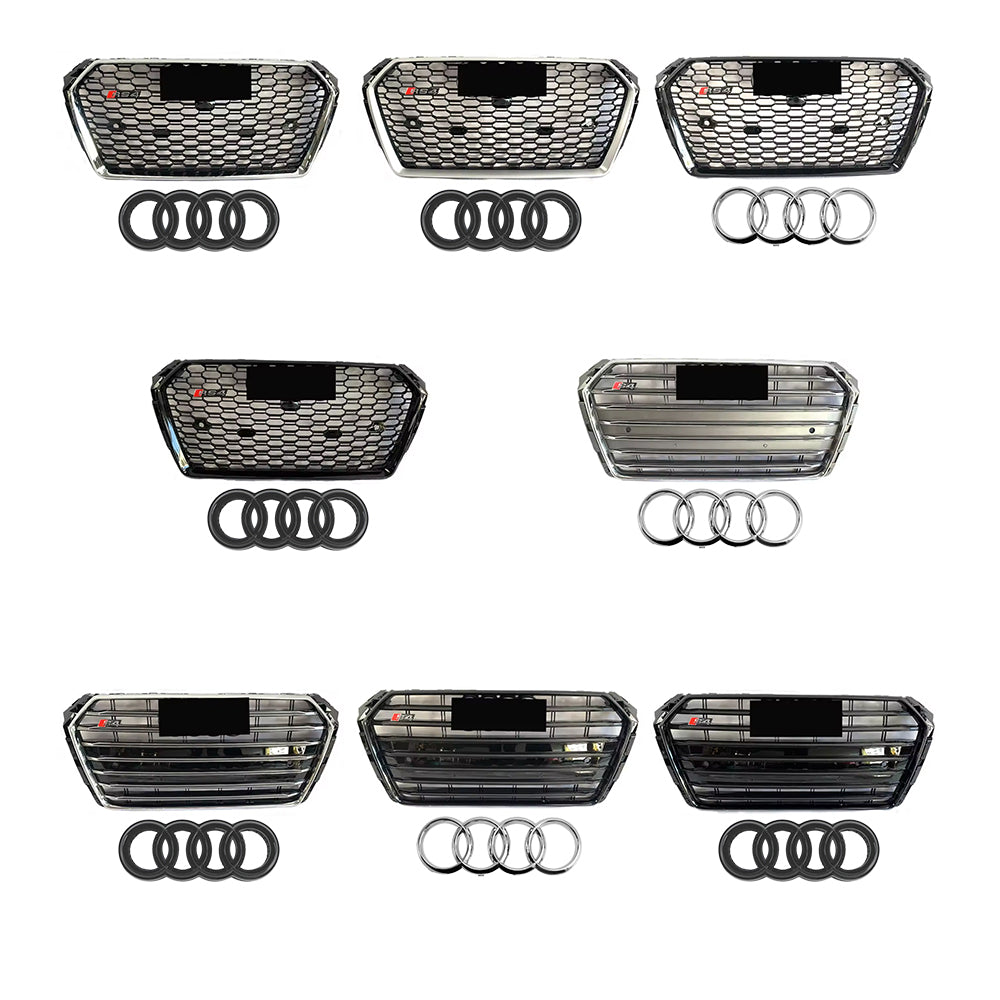 2016-2019 Audi A4 S4 B9 To S4/RS4 Style Front Glossy Blac Bumper Grill High Quality Honeycomb Upper Grille