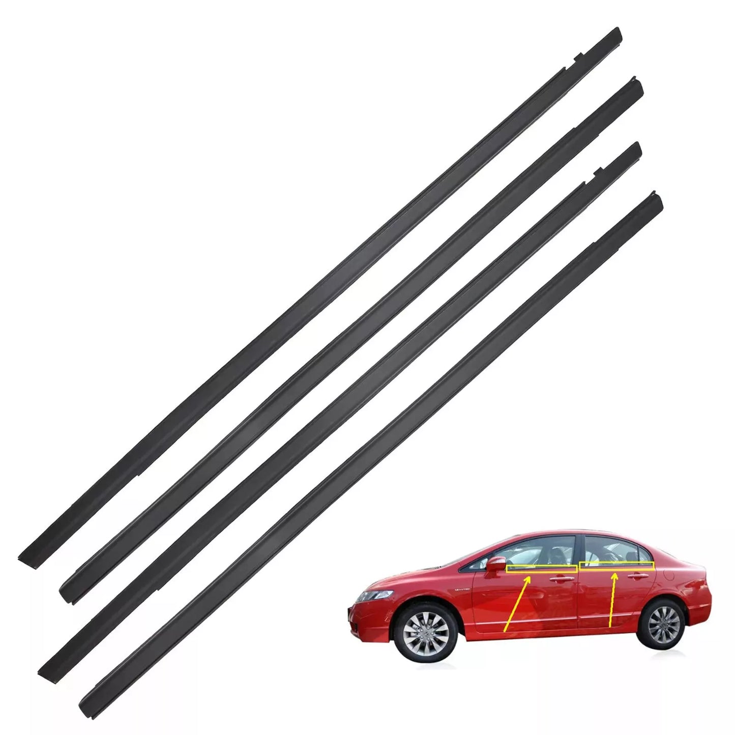 Honda Civic Sedán 2016-2021, 4 piezas, 72950-TBA-A01, burlete para moldura de ventana, 72410-TBA-A01