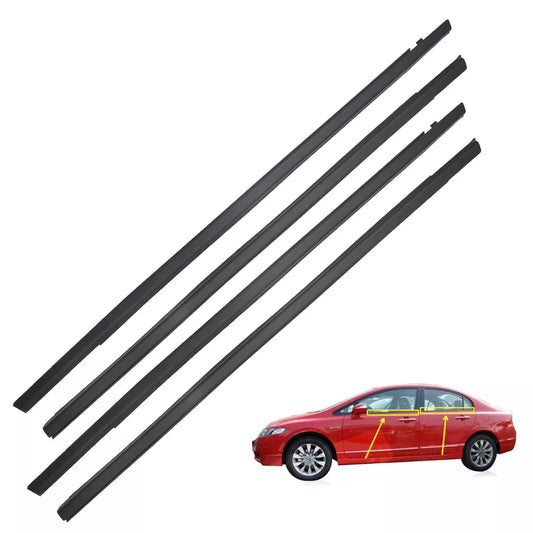 2016-2021 Honda Civic Sedan 4PCS 72950-TBA-A01 Weatherstrip Window Moulding Trim Seal 72410-TBA-A01