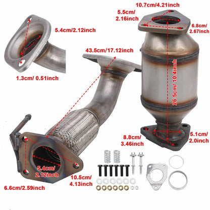 2008-2012 Accord 2.4L Honda 2PCS Flex Pipe+Rear Manifold Catalytic Converter 642118 6H28175