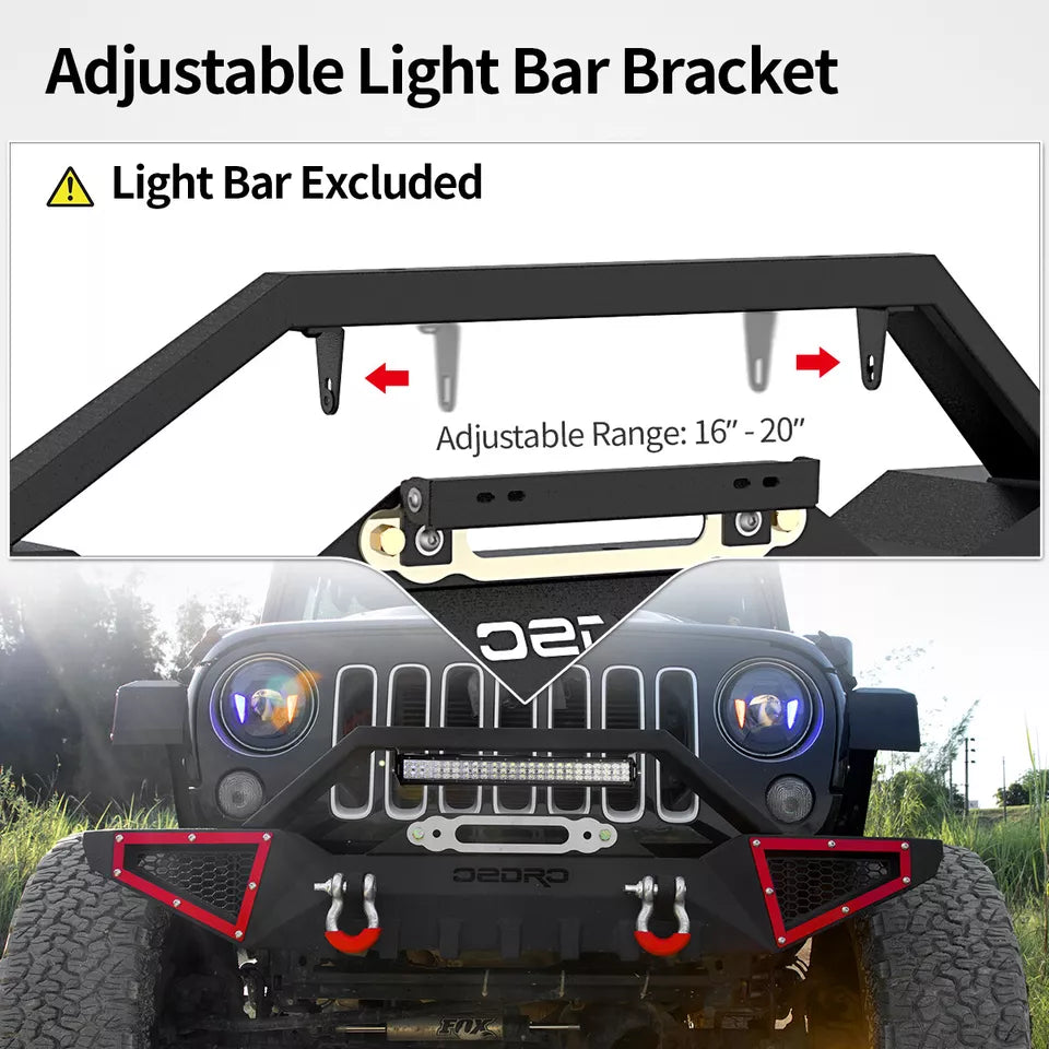 Parachoques delantero con placa de cabrestante para Jeep Wrangler JK Unlimited 2007-2018
