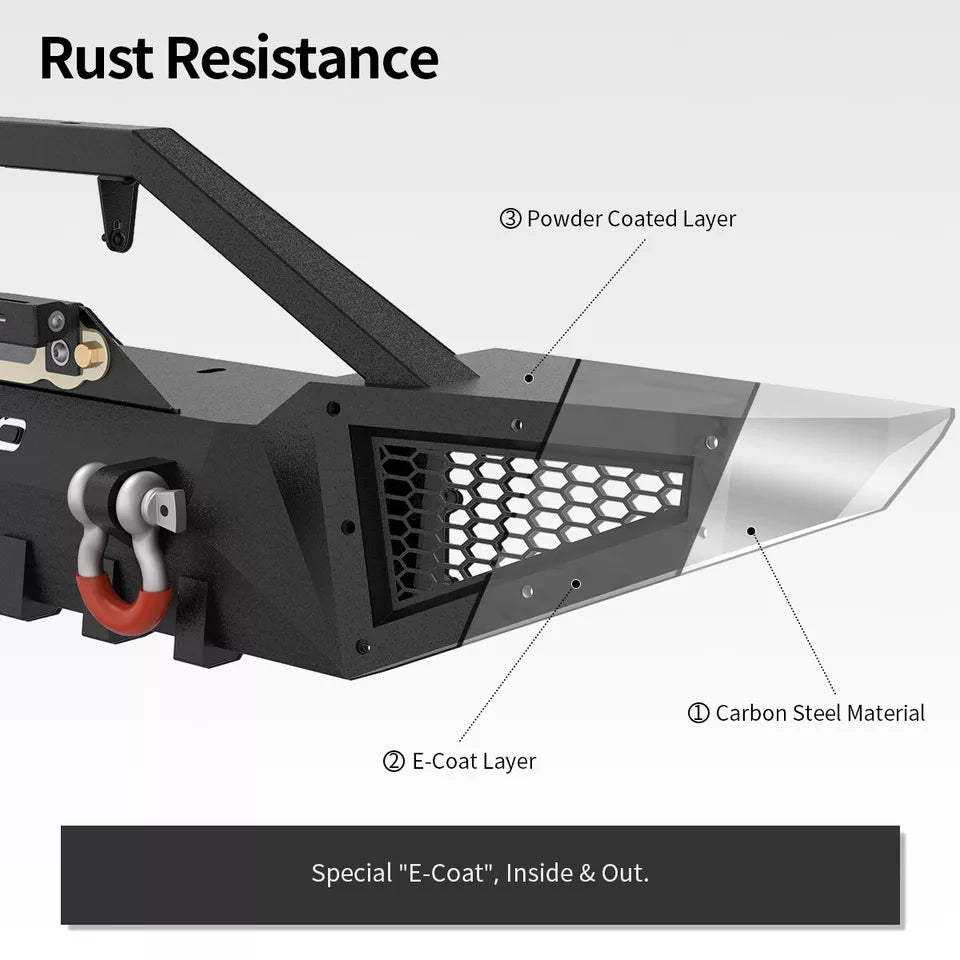 Parachoques delantero con placa de cabrestante para Jeep Wrangler JK Unlimited 2007-2018