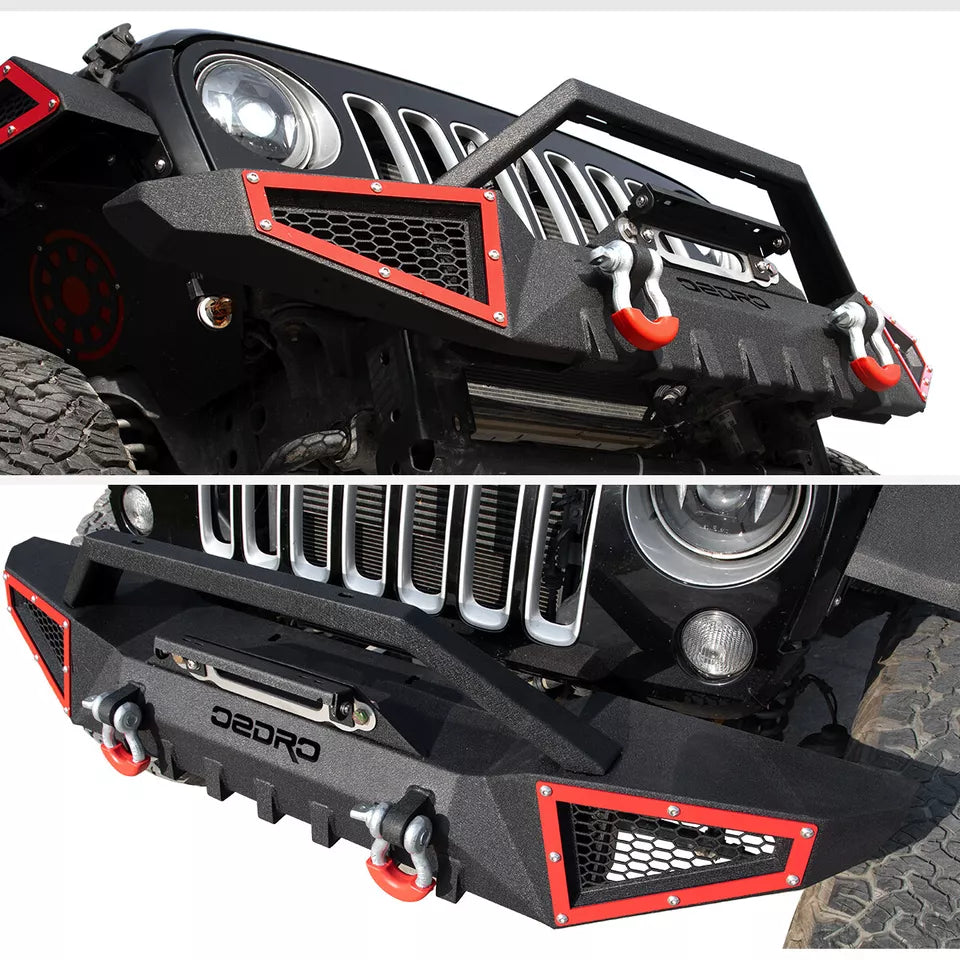 Parachoques delantero con placa de cabrestante para Jeep Wrangler JK Unlimited 2007-2018