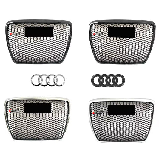 Audi 2005-2011 A6 S6 C6 To RS6 Style Black/Chrome/Silver Trim Grill RS Style High Quality Upper Grille