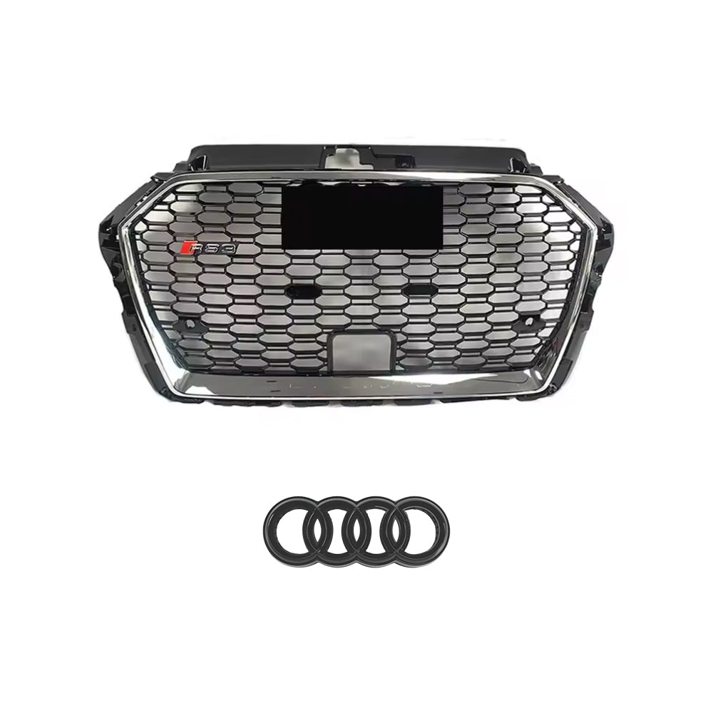 2017-2019 Audi A3 8VPA To RS3 Style High Quality Honeycomb Chrome Grille With ACC