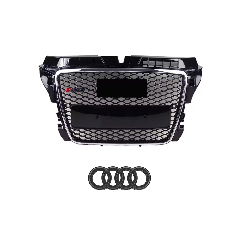 2008-2012 Audi A3/8P To S3/RS3 Style High Quality ABS Grille Chrome Trim Grill Silver And Black Front Bumper Grille