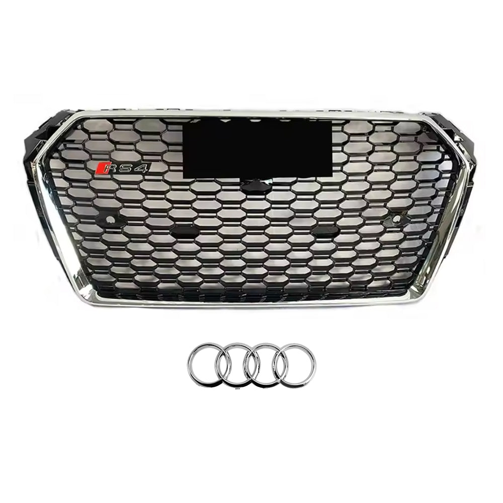 2016-2019 Audi A4 S4 B9 To RS4 Style Front Bumper Grill High Quality Honeycomb Upper Grille