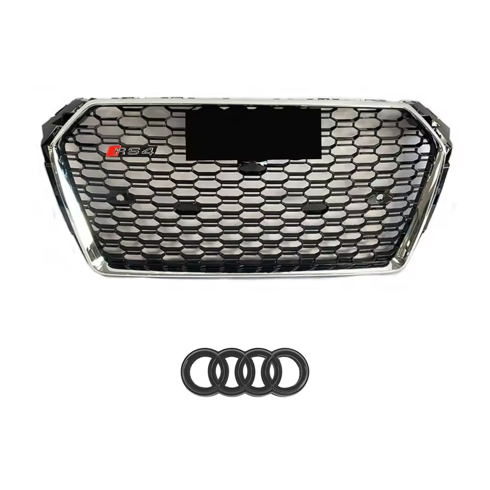 2016-2019 Audi A4 S4 B9 To S4/RS4 Style Front Glossy Blac Bumper Grill High Quality Honeycomb Upper Grille