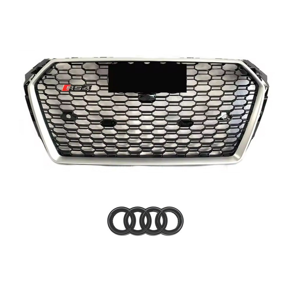 2016-2019 Audi A4 S4 B9 To S4/RS4 Style Front Glossy Blac Bumper Grill High Quality Honeycomb Upper Grille