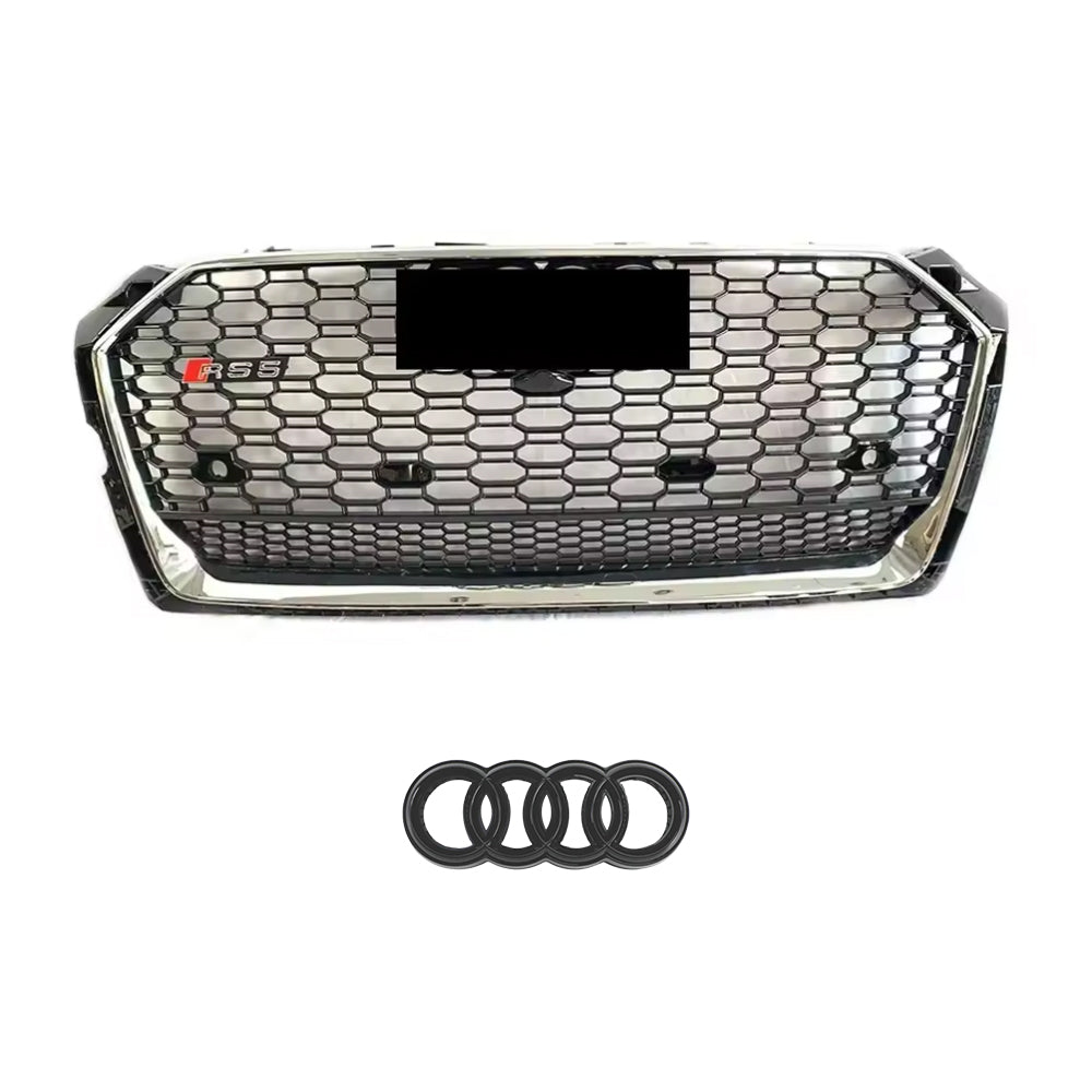 2017-2019 Audi A5 S5 F5 To RS5 Style Bumper Grill Upper Grille With Quattro