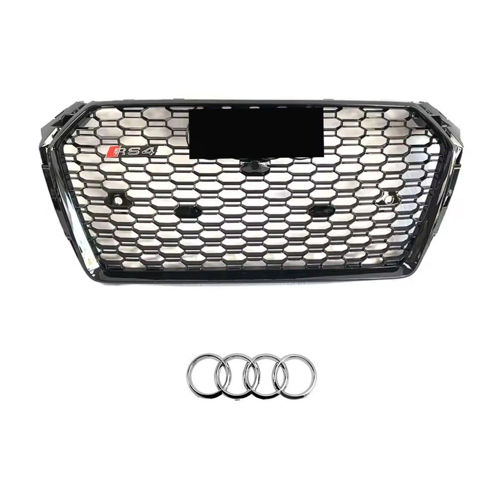2016-2019 Audi A4 S4 B9 To S4/RS4 Style Front Glossy Blac Bumper Grill High Quality Honeycomb Upper Grille