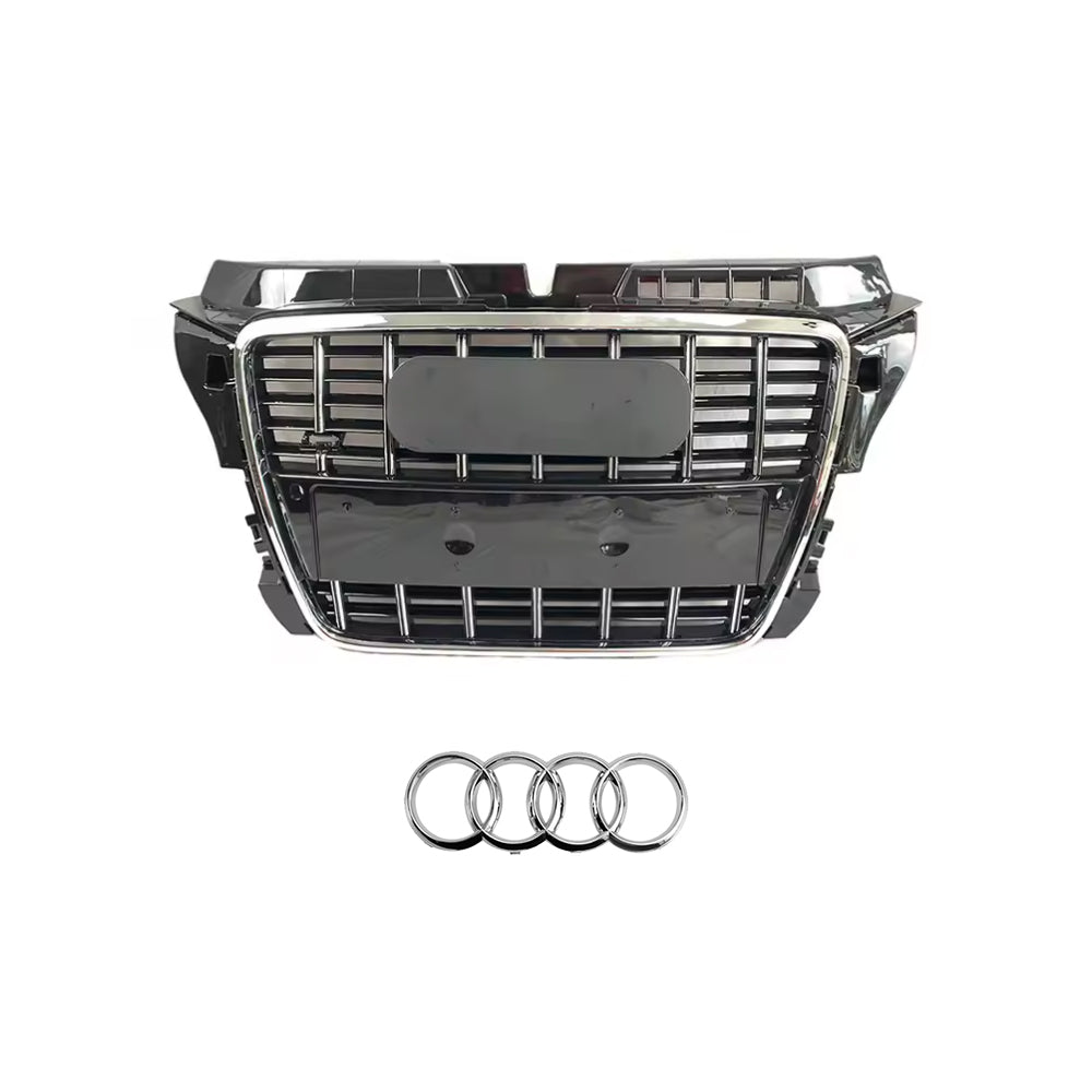 2008-2012 Audi A3/8P To S3/RS3 Style High Quality ABS Grille Chrome Trim Grill Silver And Black Front Bumper Grille