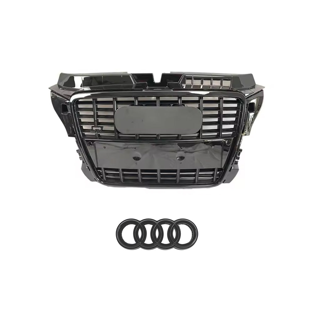 2008-2012 Audi A3/8P To S3/RS3 Style High Quality ABS Grille Chrome Trim Grill Silver And Black Front Bumper Grille