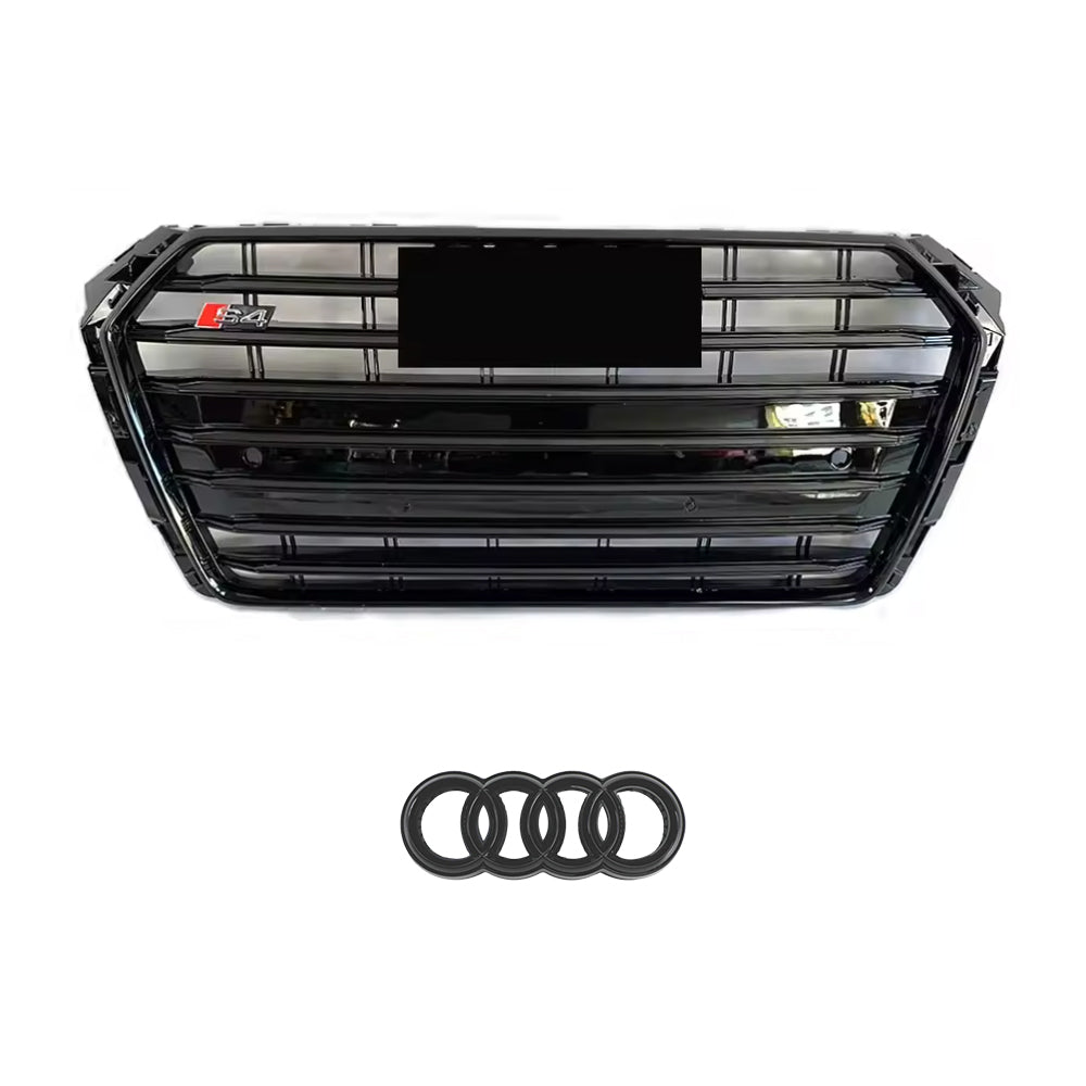 2016-2019 Audi A4 S4 B9 To S4/RS4 Style Front Glossy Blac Bumper Grill High Quality Honeycomb Upper Grille