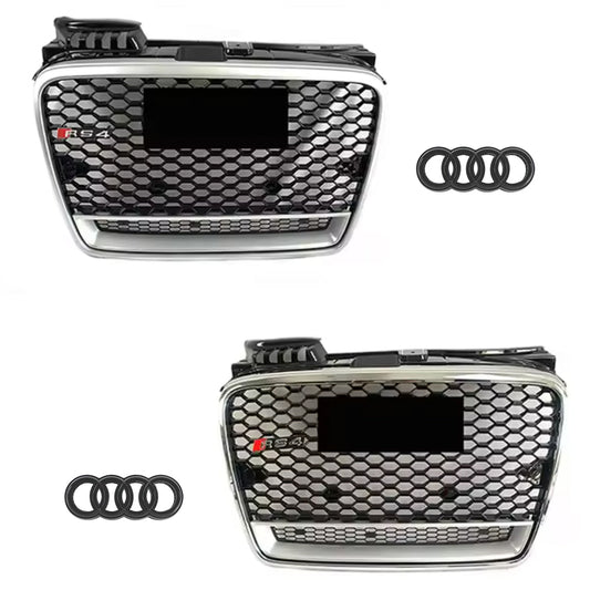 2004-2008 Audi A4 S4 B7 To RS4 Style Front Matte Silver And Chrome High Quality Bumper Grill