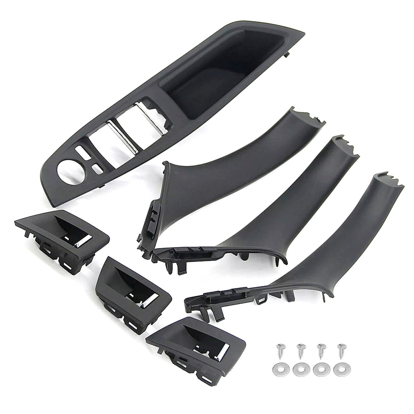 BMW F10 7Pcs Left & Right Black Interior Door Handle Panel Cover Trim Set