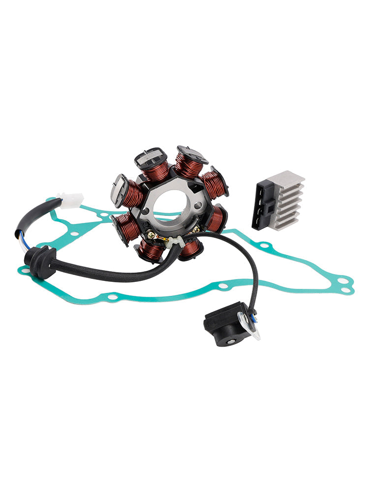 Estator de bobina magneto de 8 polos + regulador de voltaje + conjunto de juntas para Kawasaki KLX110 2003-2009