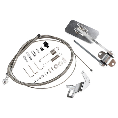 Universal Street Hot Rod Aluminum Gas Pedal + 24" SS Throttle Cable & Spring Set